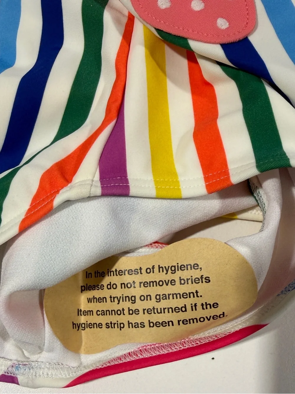 Mini Boden Ellery Rainbow Stripe Swimsuit, Fruit, size 7-8 year, NWOT